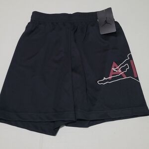 Jordan Boy's Black Athletic Shorts with Maroon Accent